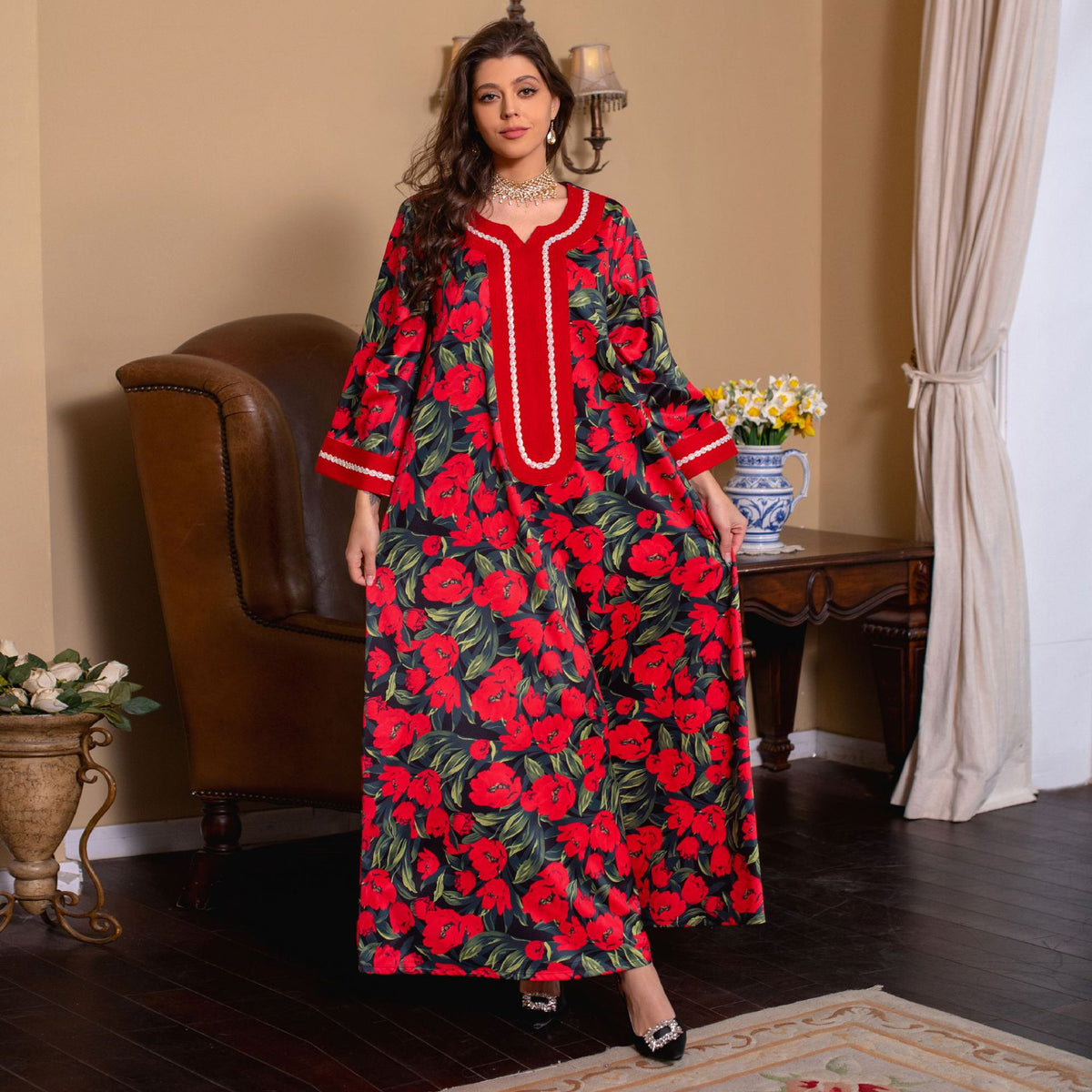 Jalabiya Printed hot drill dress