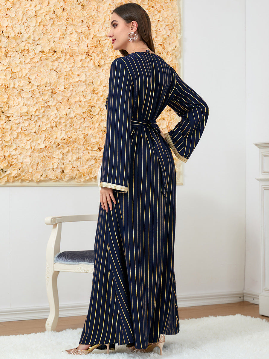 Jalabiya stripe Embroidery  dress