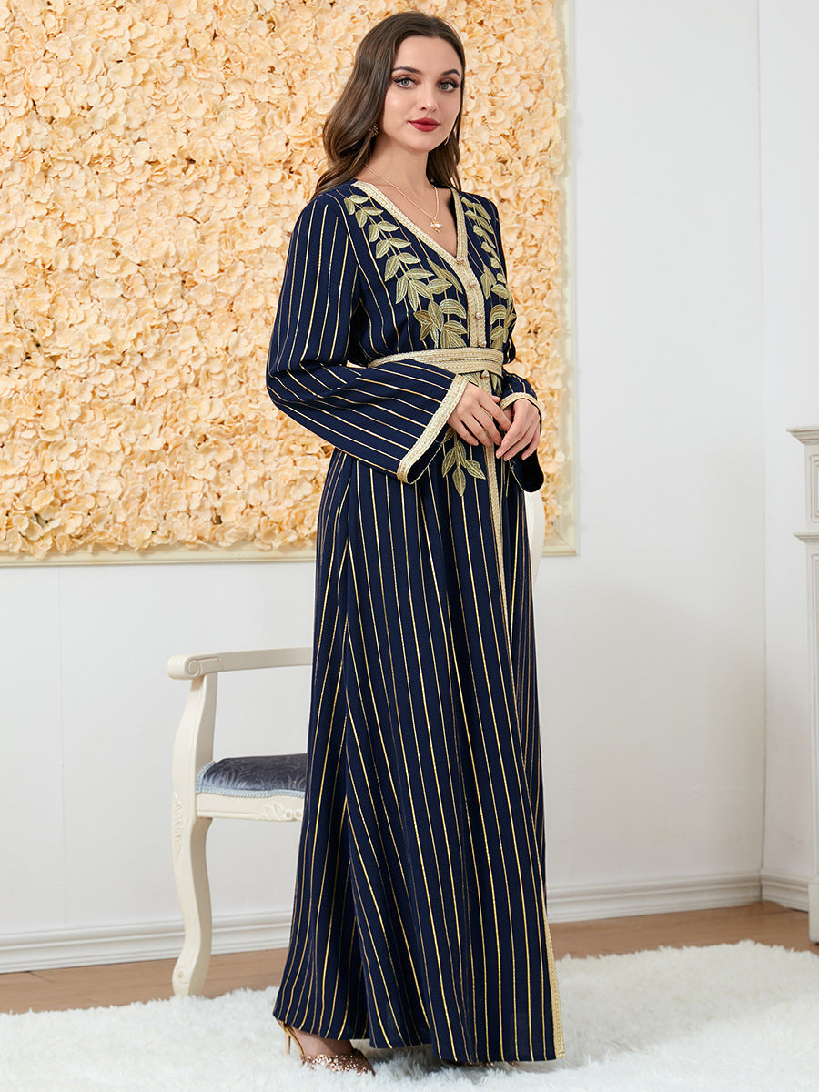 Jalabiya stripe Embroidery  dress