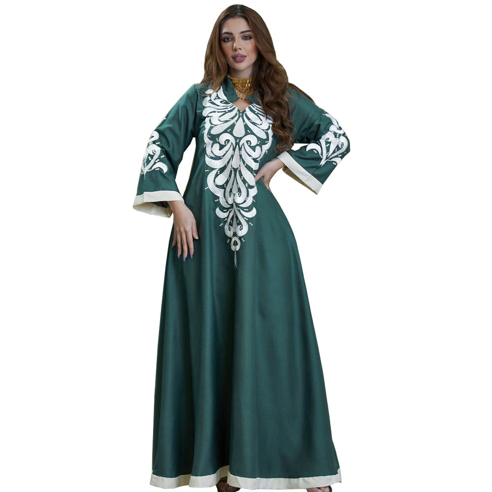 Jalabiya Patchwork Embroidery Comfortable Dress