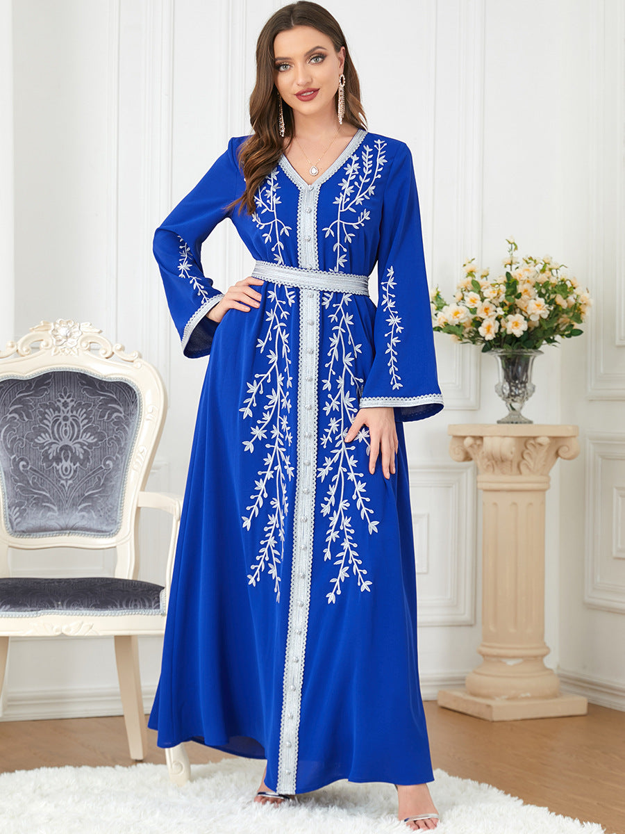 Jalabiya printing urban style loose embroidery dress