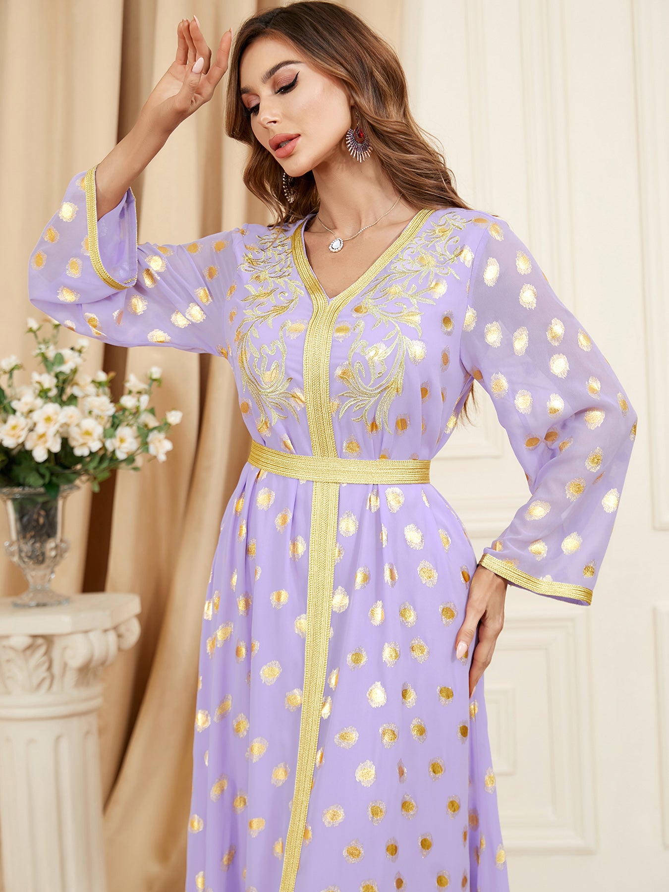 Jalabiya Temperament Patchwork Hot stamping Comfortable Dress