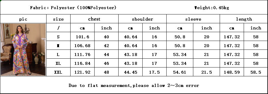 Jalabiya Fashion Color Printing texture Dress