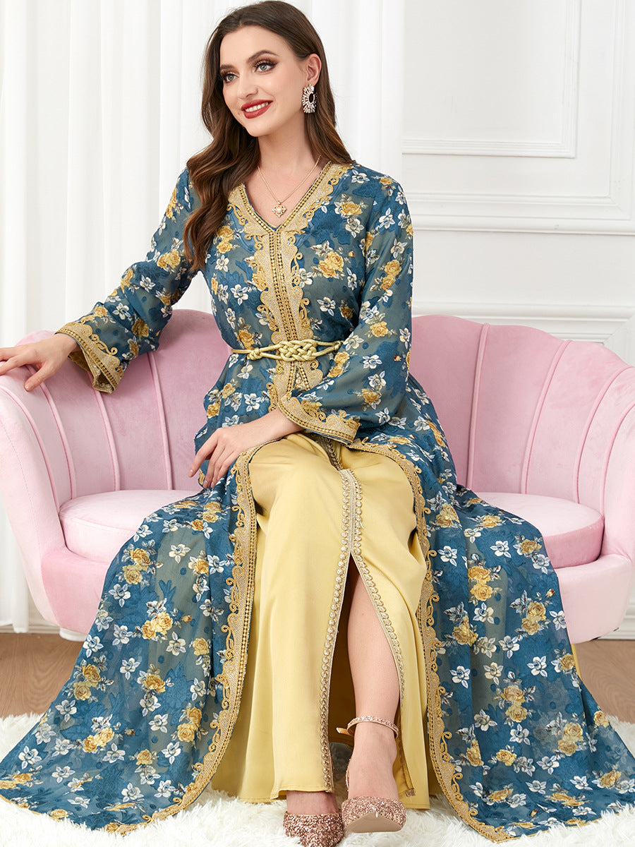 Jalabiya Patchwork Fashion Chiffon Printing Dress