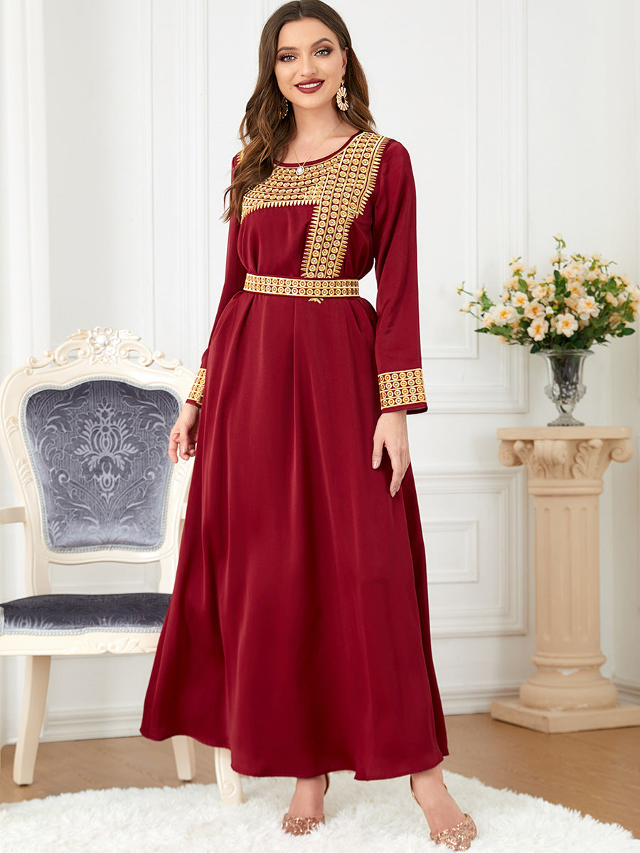 Jalabiya Hot stamping Embroidery Satin Chiffon Dress