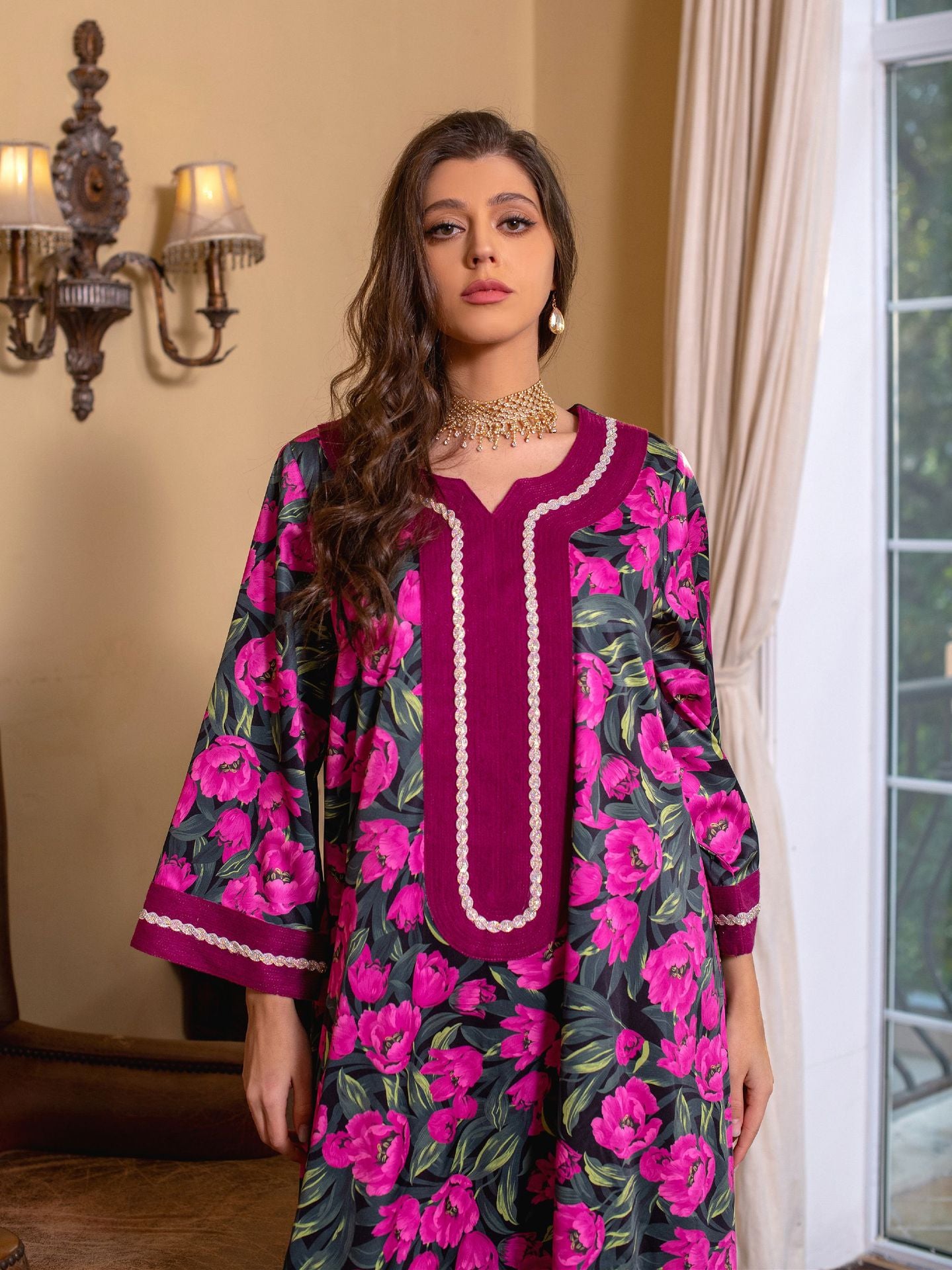 Jalabiya Printed hot drill dress