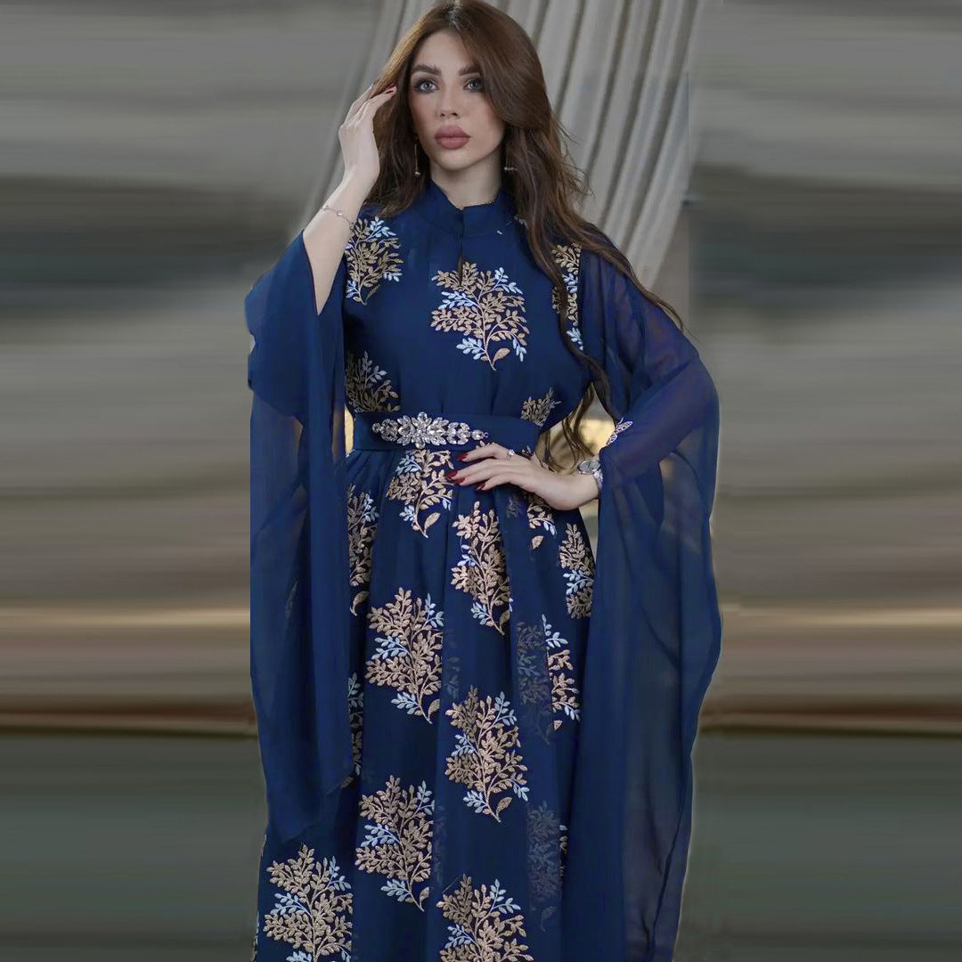 Jalabiya Embroidery Hand-sewn diamonds Dori yarn dress