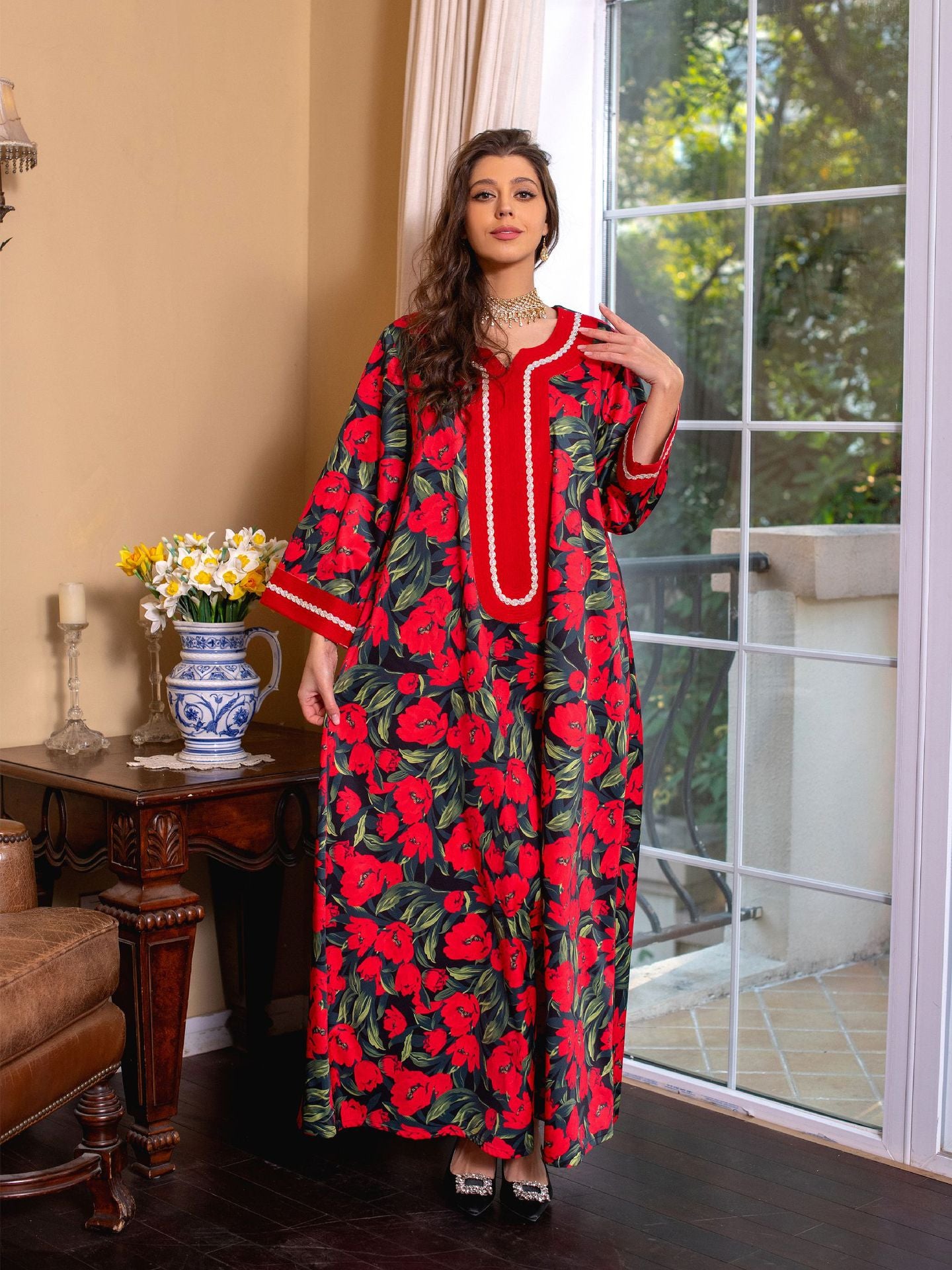 Jalabiya Printed hot drill dress