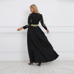 Fashionable and elegant Muslim women's embroidered long dress