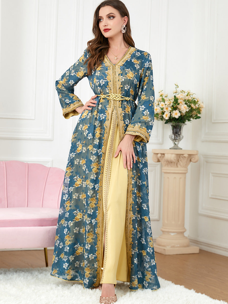 Jalabiya Patchwork Fashion Chiffon Printing Dress