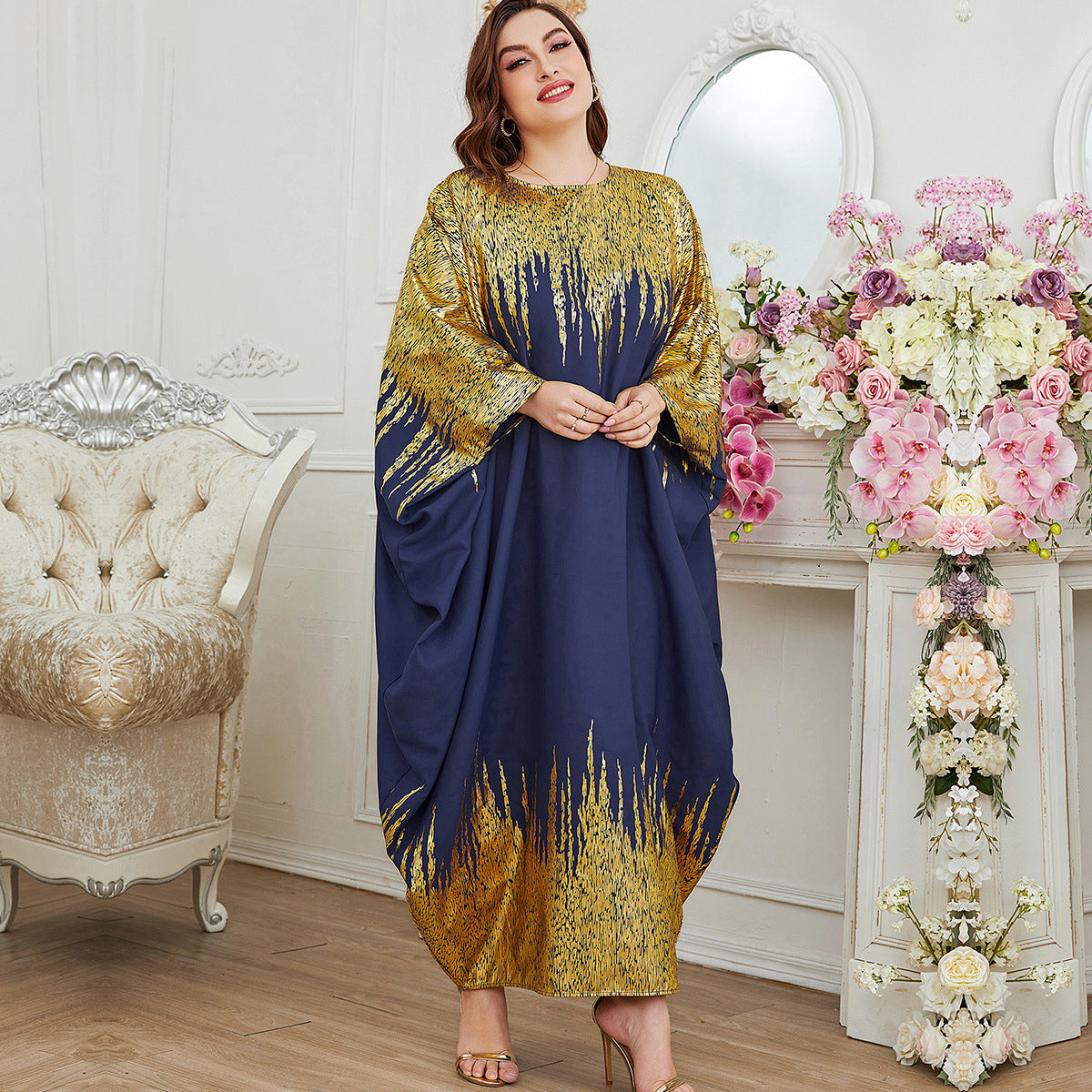 Jalabiya Hot stamping Printing Temperamental Dress