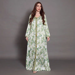 Jalabiya Lotus Leaf Printing Smoothly Fashionable Dress