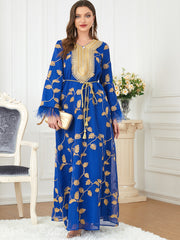 Jalabiya Chiffon Hot stamping Plume Dress