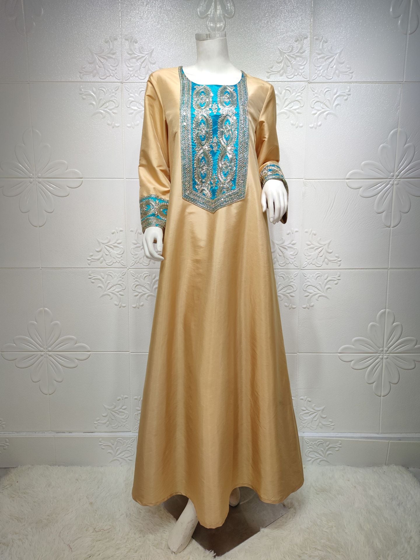 Jalabiya Gold thread embroidery  dress