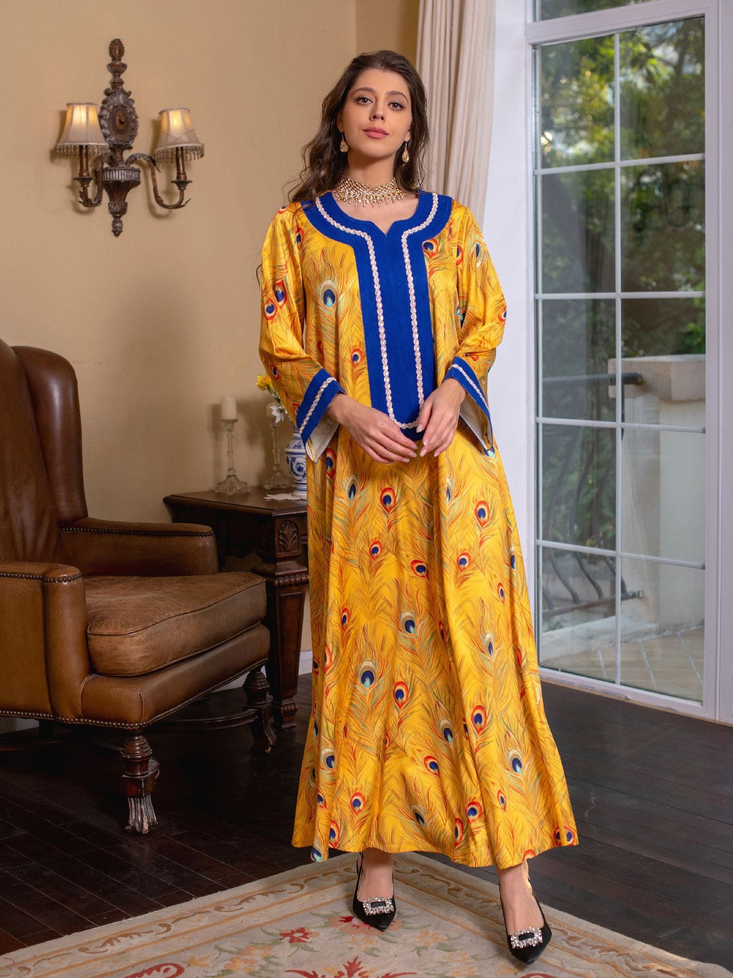 Jalabiya Printing hot drill dress