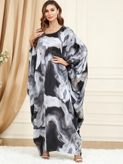 Jalabiya Black And White Contrast Printing Design Sense Dress