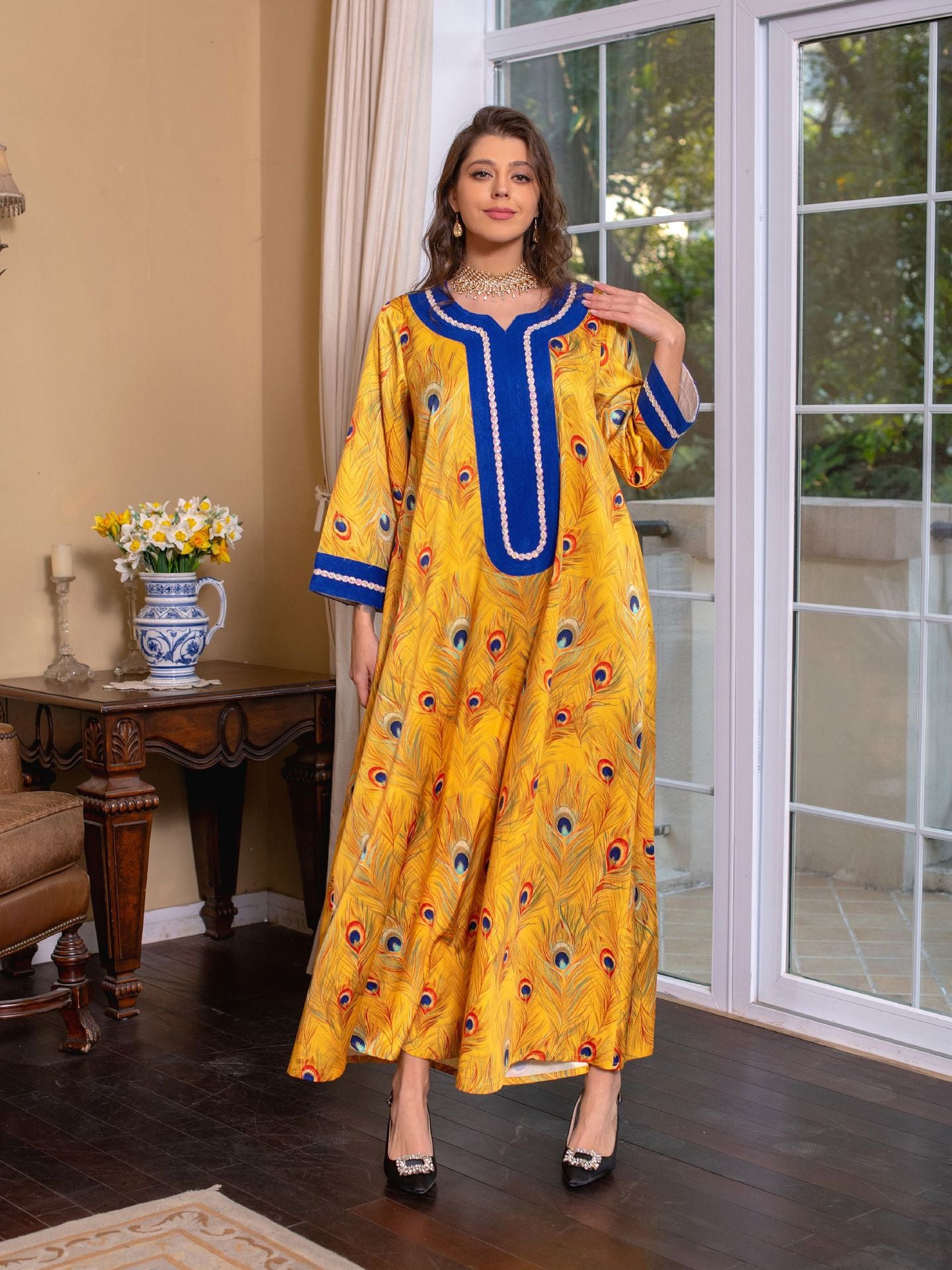 Jalabiya Printing hot drill dress