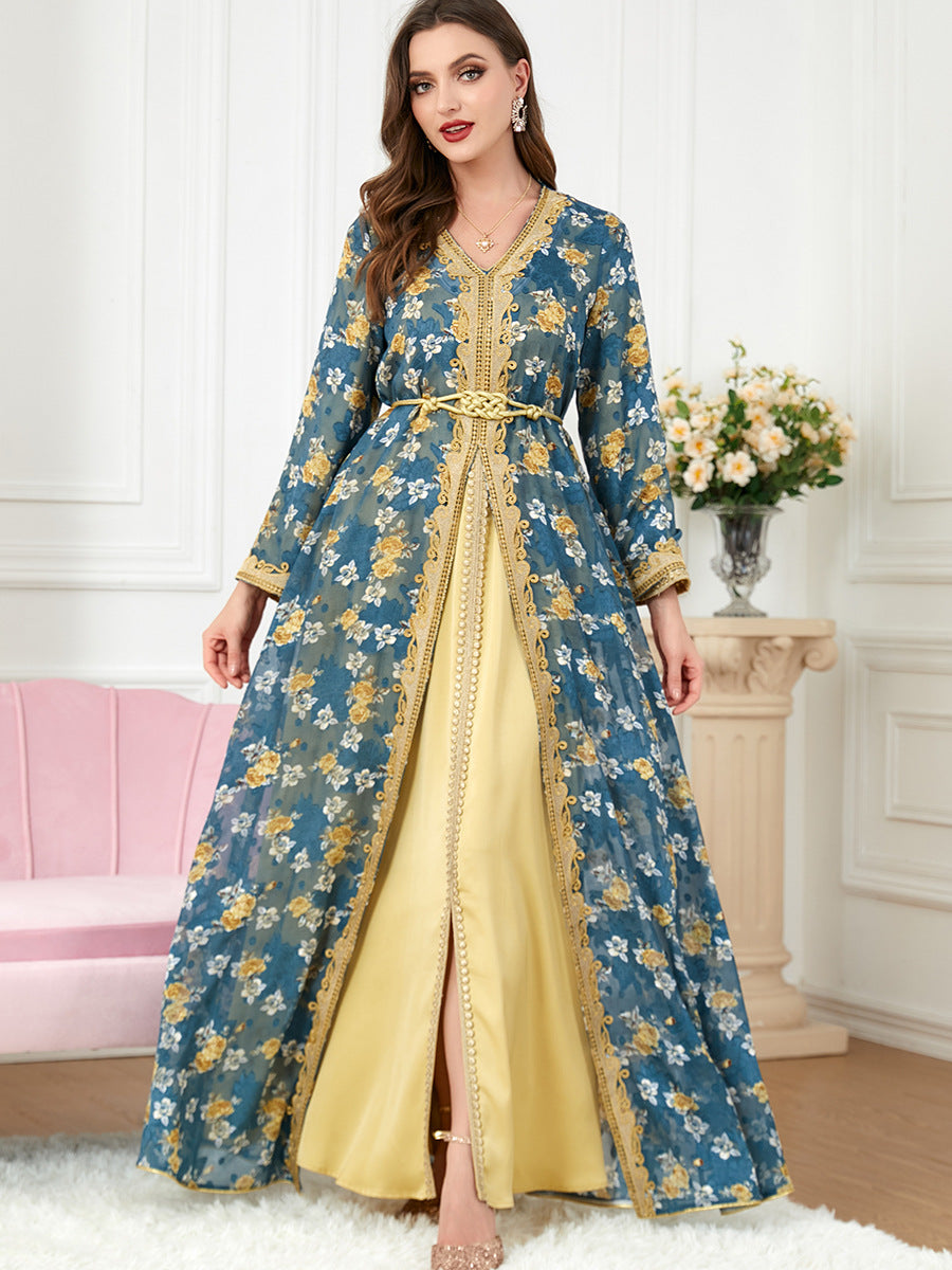 Jalabiya Patchwork Fashion Chiffon Printing Dress