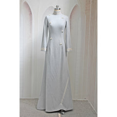 Muslim women's embroidered fishtail long-sleeve dress with a standing collar