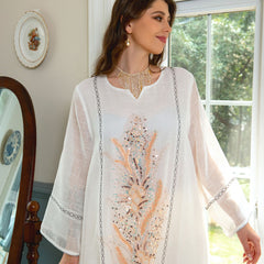 Mesmerizing jalabiya, Beadwork embroidery , Fashion-forward beaded accents, Elegant gown silhouette , Truly unique design