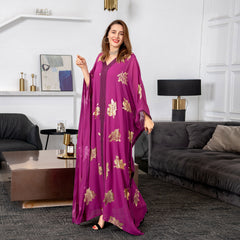 Jalabiya Hot stamping Dolman Sleeve Chiffon Dress