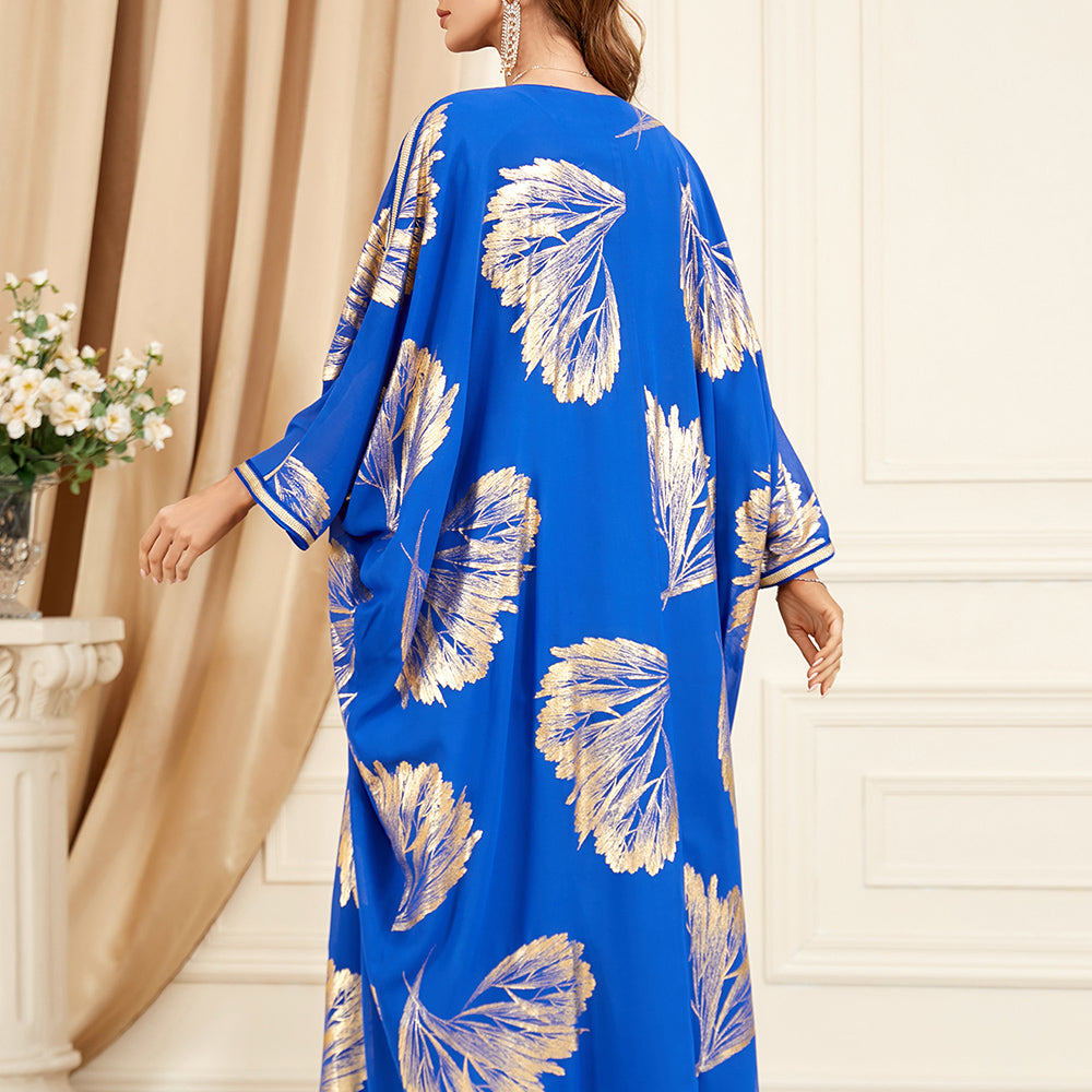 Jalabiya blue bronzing cotton blend  dress