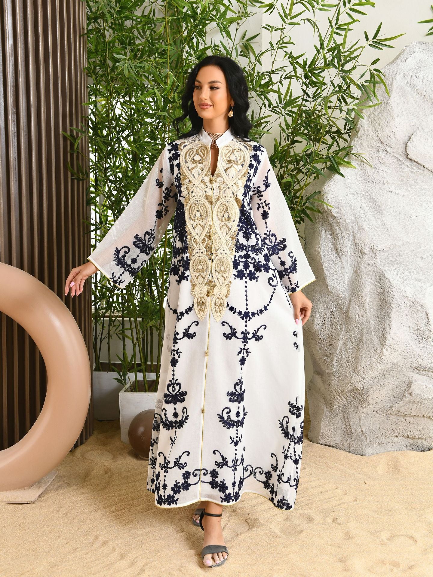 Jalabiya Fashion Texture Embroidery Dress