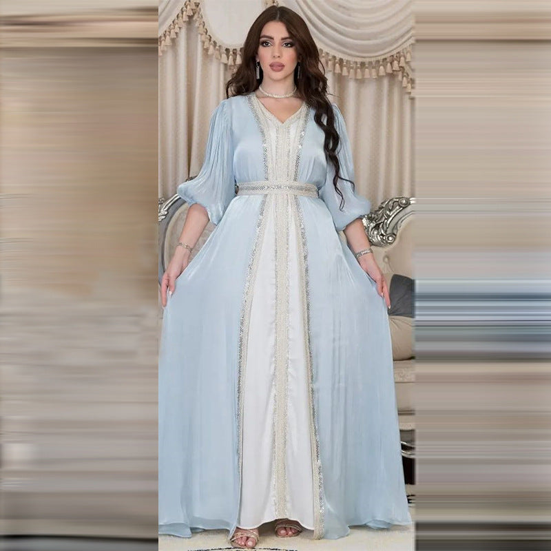 Jalabiya Shiny Satin Soft Texture Dress