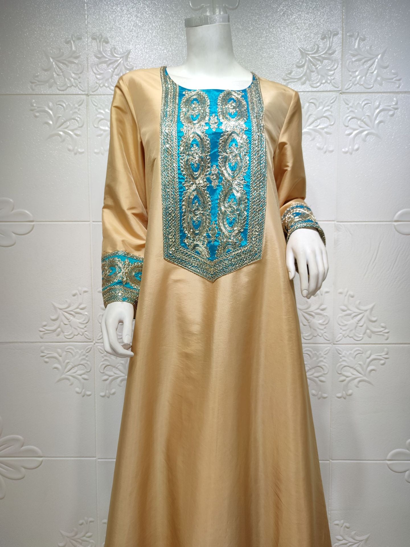 Jalabiya Gold thread embroidery  dress