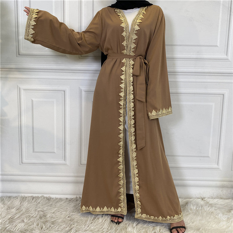 Jalabiya printing solid color embroidery dress