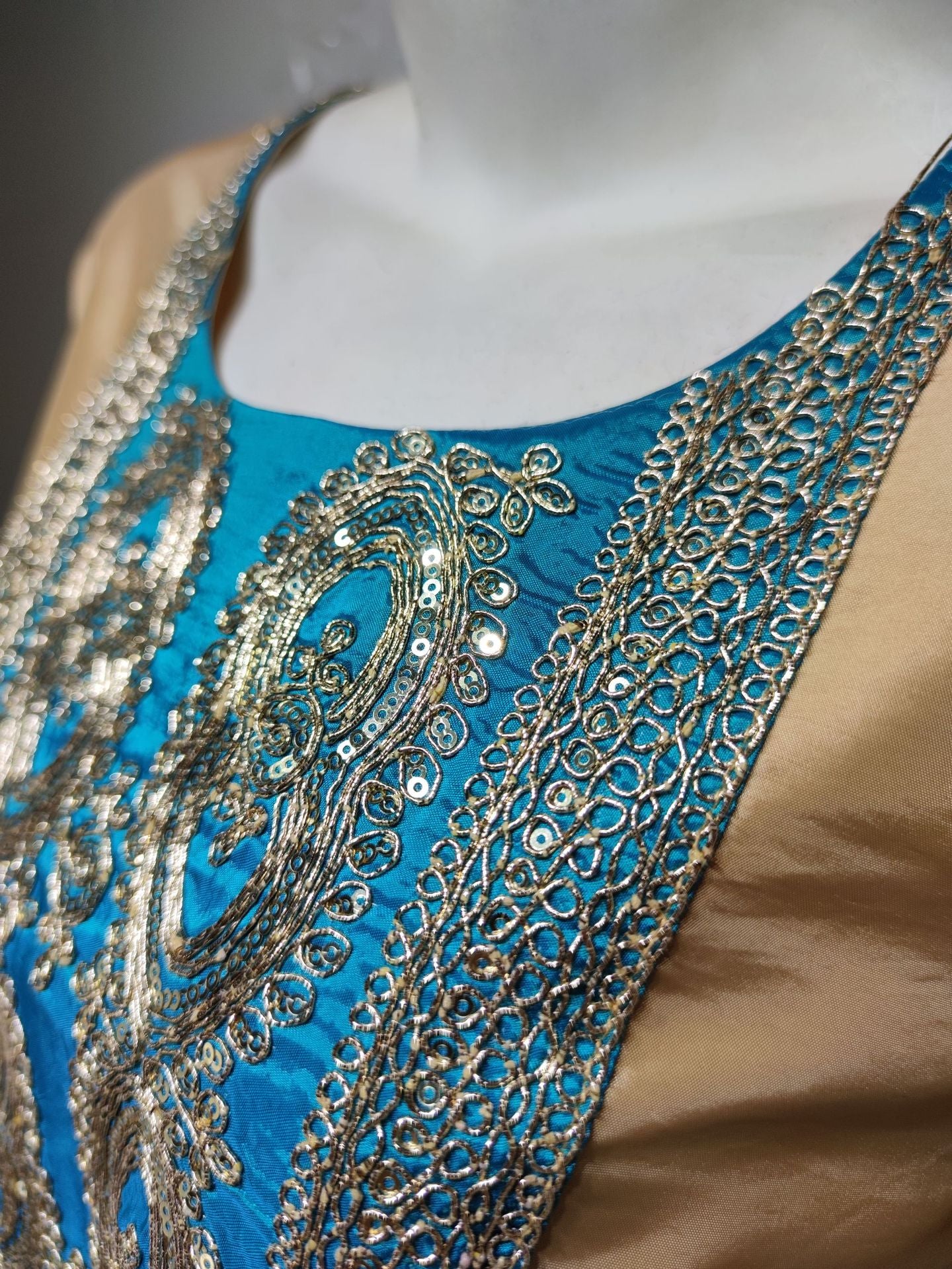 Jalabiya Gold thread embroidery  dress