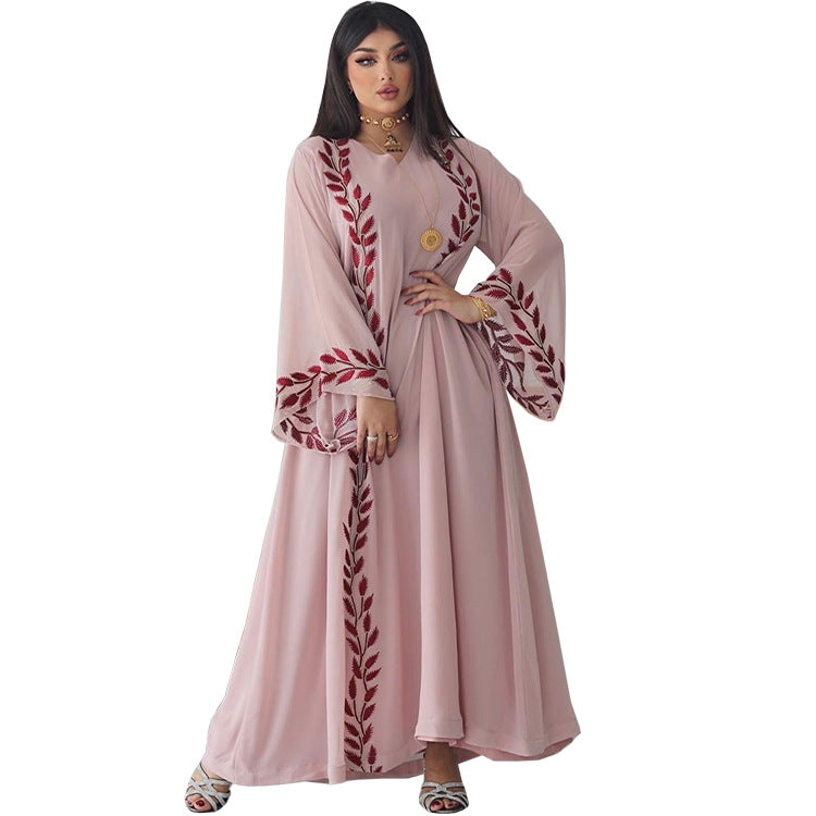 Jalabiya Pink Chiffon Dress With Headscarf