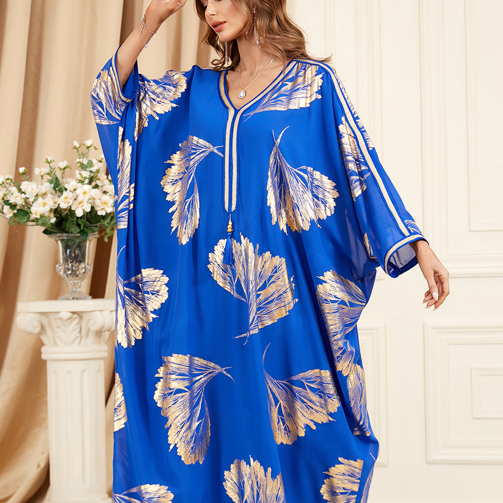 Jalabiya blue bronzing cotton blend  dress