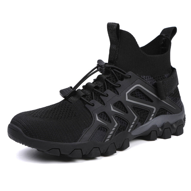 Men's hiking shoes flying woven high-top large size river tracing shoes Men's summer hiking shoes women's outdoor amphibious shoes breathable fashion