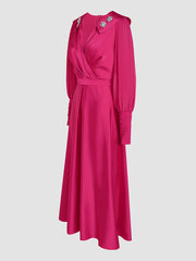 Rose Red Elegant Hot Diamond Neckline Waist  Dress