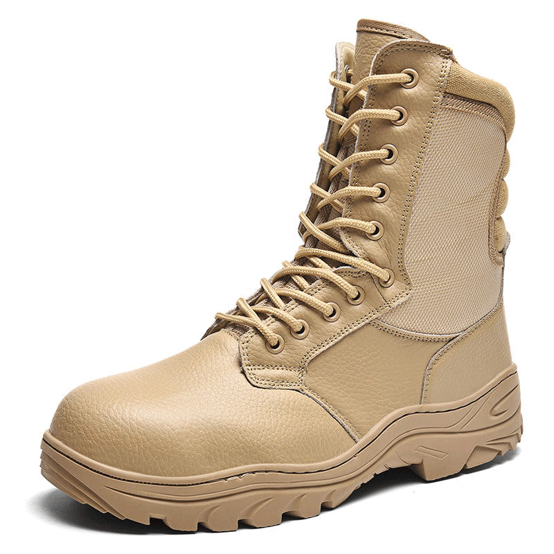 Outdoor high-top tooling shoes, steel toe steel plate military boots, anti-collision function training boots, construction boots