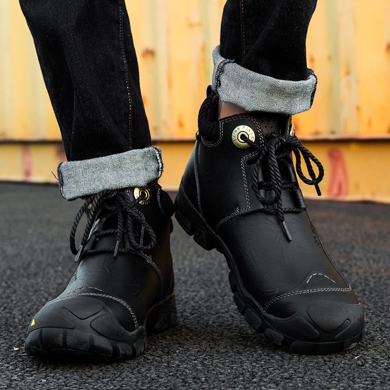 Waterproof motorcycle riding shoes extra size genuine leather riding boots men's racing motorcycle shoes anti collision outdoor hiking boots