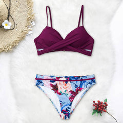 Women's Swimming Suit Bikini Swimsuit Women Swimwear Bikini Set Print Push Up Padded Bathing Swimsuit Beachwear