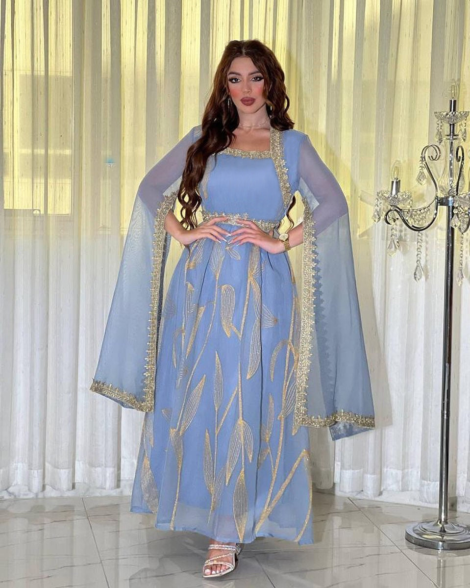 Southeast Asia Indonesian ladies hot sale muslim robe   Oman Dubai women's dress big sleeves evening dress