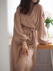 Solid color pajamas women robe bathrobe women pajamas cotton robe women loungewear spring loungewear