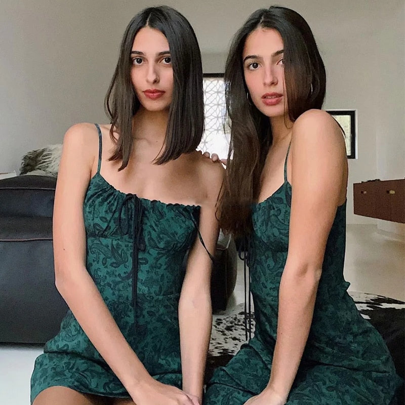 حزام بلا أكمام طباعة بوهو فستان صيفي طويل للنساء فساتين خضراء زهرية صفراء فستان الشمس خمر النمط الفرنسي