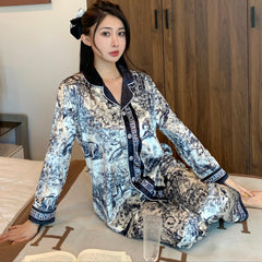 New cardigan gold diamond velvet pajamas women's spring and autumn  end fashion casual two-piece diamond velvet home service