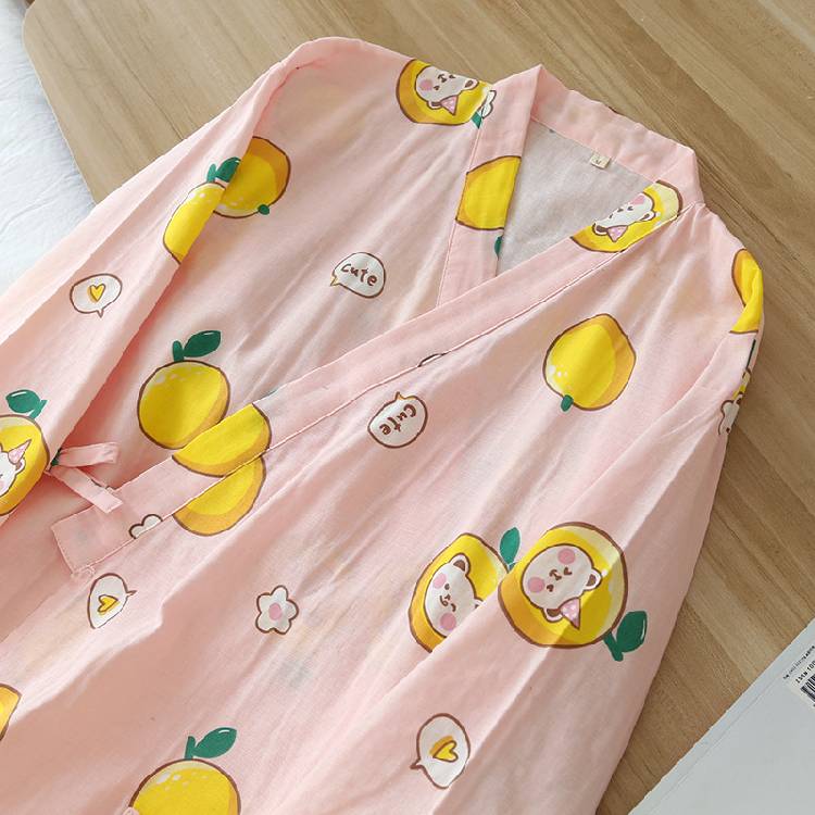 New Ladies Pajamas  Cotton Gauze Kimono Robes for Women Thin  7 Points Sleeve SPA Home Wear Cotton Bathrobe Summer Cool