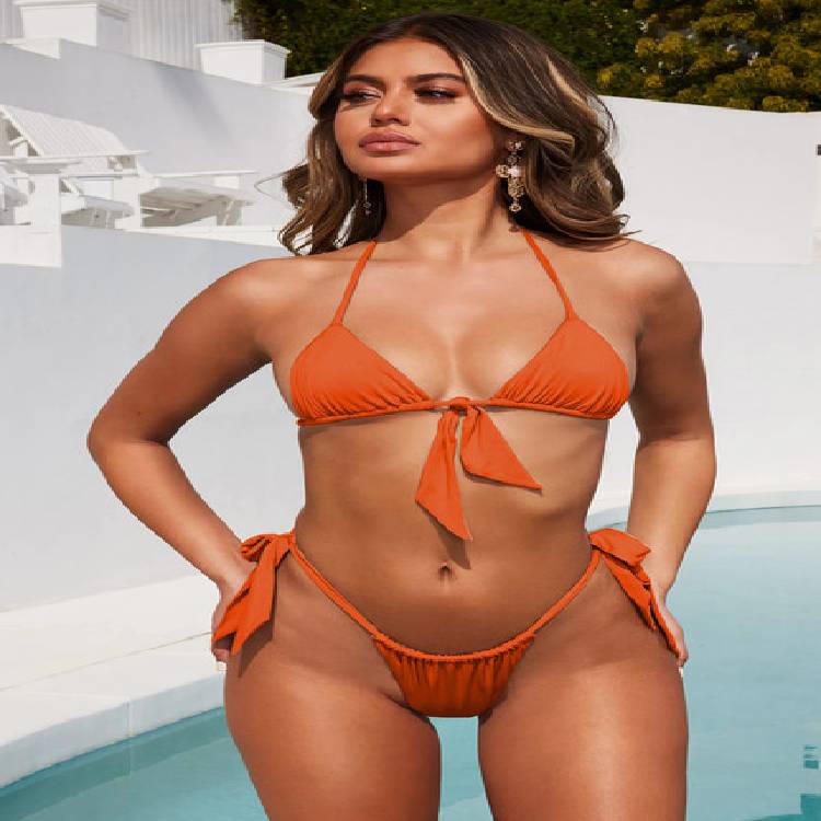 Bandage Bikini Female Leopard Swimsuit Women Swimwear Halter Two pieces Bikini set Bather Mid Waist Bathing Suit Swim Lady