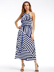 Summer Maxi Long Dress New Fashion Women Boho Striped Sleeveless Beach Style Strap Sundress Vestidos For Female