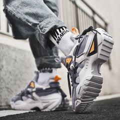 European station 2021 new men's shoes fashion thick-soled old shoes breathable mesh casual sports shoes shock absorption wear-resistant running shoes