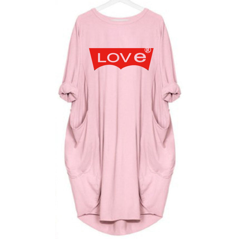 LOVE white Edge line color is random Primer Large size Easy long-sleeved Autumn and winter New trend Irregular
