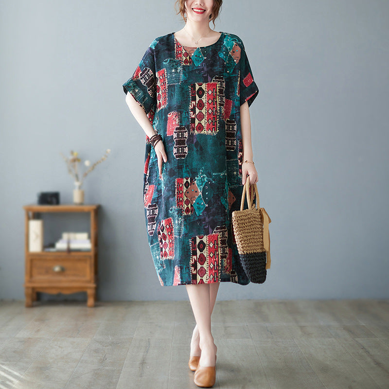 شوت سبوت 2022 فستان صيفي من القطن والكتان على الطراز الكوري القديم 