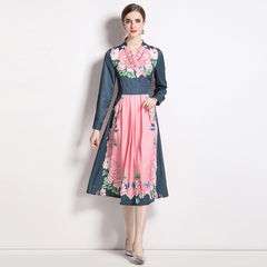 AliExpress Amazon Cross-border 2023 Autumn Long Skirt Women's Foreign Trade New Printed Dress