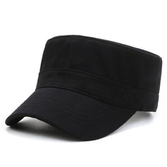 Fashion Military Cap Men Cotton Flat Top Hat Solid Color Outdoor Casual Sun  Hat Fashion Baseball Cap sunshade cap Vintage dad hat